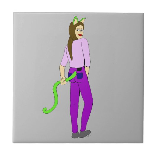 katmeisje tegeltje (Voorkant)