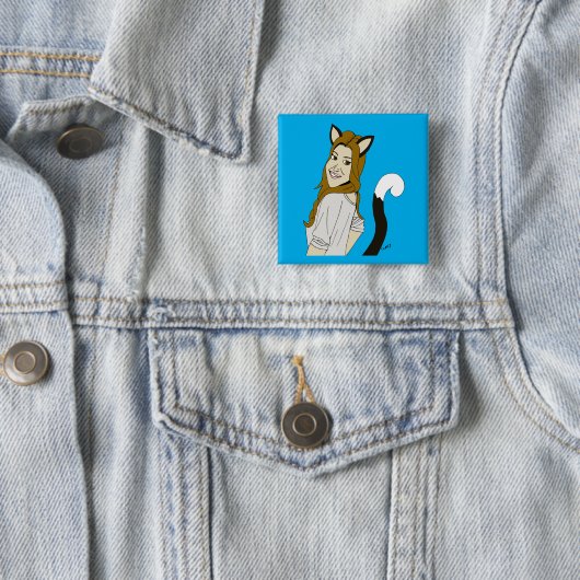 katmeisje vierkante button 5,1 cm (In situ)