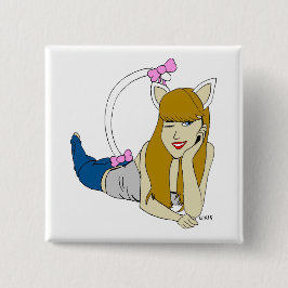 katmeisje vierkante button 5,1 cm