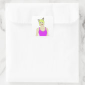 katmeisje vierkante sticker (Tas)