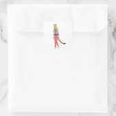 katmeisje vierkante sticker (Tas)