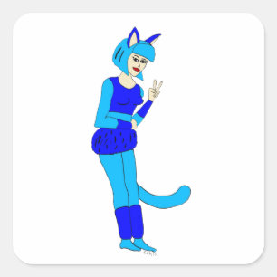 katmeisje vierkante sticker