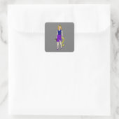 katmeisje vierkante sticker (Tas)