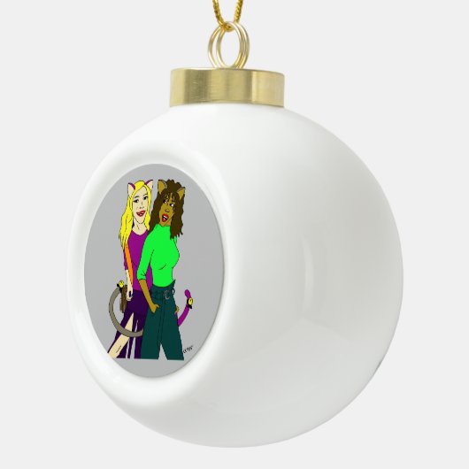 katmeisjes keramische bal ornament (Rechts)