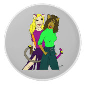 katmeisjes keramische knop (Voorkant)