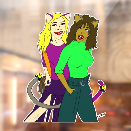 katmeisjes raamsticker (Vel 2)
