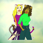 katmeisjes raamsticker (Vel 3)