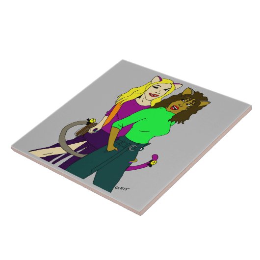 katmeisjes tegeltje (Zijkant)