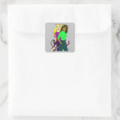 katmeisjes vierkante sticker (Tas)