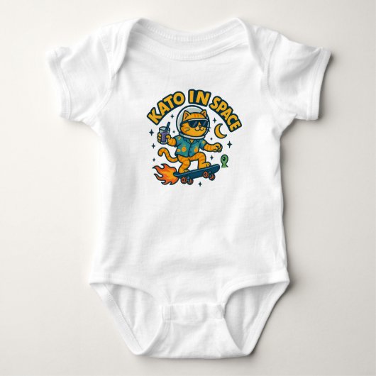 KATO in de ruimte – Intergalactische Skater Cat Romper (Voorkant)