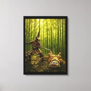 Kato Kiyomasa Samurai en Tijger Naoorlog Canvas Afdruk