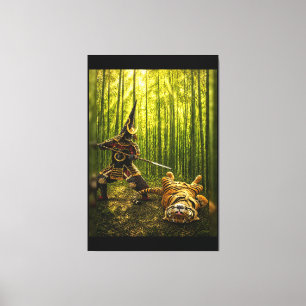Kato Kiyomasa Samurai en Tijger Nawee 40x60 Canvas Afdruk