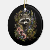 Katoeages van de Natuur van de Floral Raccoon Keramisch Ornament (Links)
