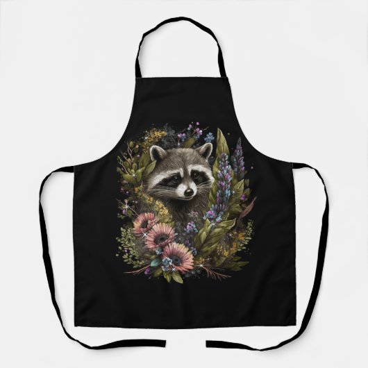 Katoeages van de Natuur van de Floral Raccoon Schort (Voorkant)