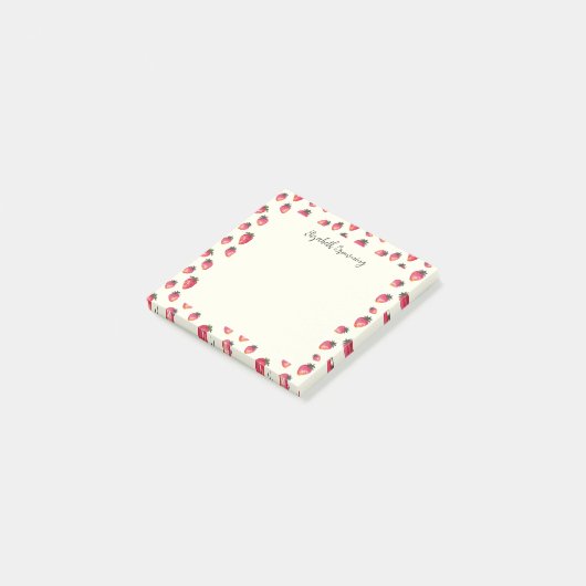 Katoen aardbei met handtekening  Boho Post-it® Notes (Schuin)