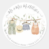 Katoen babykleding Waterverf Ronde Sticker (Voorkant)