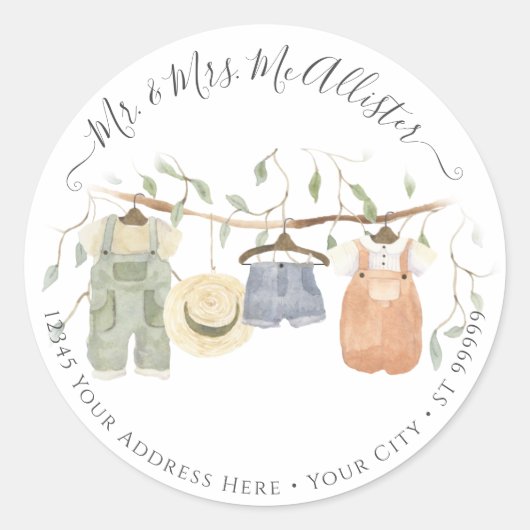 Katoen babykleding Waterverf Ronde Sticker (Voorkant)