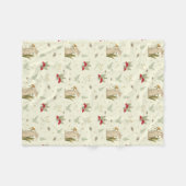 Katoen beige botanische rode champignons fleece deken (Voorkant (Horizontaal))