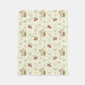 Katoen beige botanische rode champignons fleece deken (Voorkant)