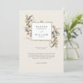 Katoen beige bruiloft kaart (Staand voorkant)
