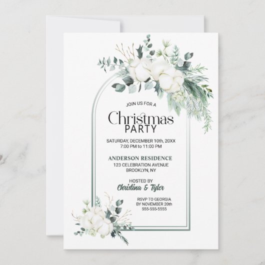 Katoen bloem Kerstfeest met eucalyptusark Kaart (Voorkant)