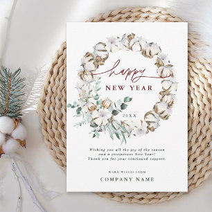 Katoen bloem Nieuw jaar Kaart met QR-code