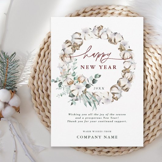 Katoen bloem Nieuw jaar Kaart met QR-code