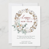 Katoen bloem Nieuw jaar Kaart met QR-code (Voorkant)