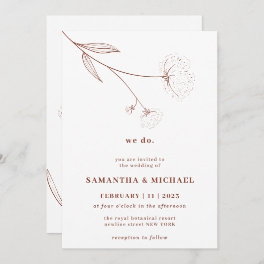 Katoen bloem Terracotta Indie Botanisch doen we da Kaart (Voorkant / Achterkant)