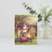 Katoen boerenvrouw met Waterverf Koe Briefkaart (Staand voorkant)