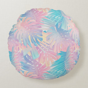 Katoen Candy Monstera Palm Jungle 1 Rond Kussen