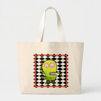 KATOEN CANVAS TAS MET HAPPY MONSTER ONTWERP
