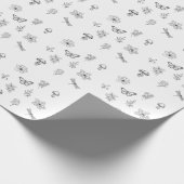 Katoen - champignon, bloemkool, vlinderbloemonmidd cadeaupapier (Hoek)