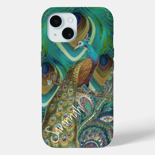 Katoen  Damask Peacock Feathers Case-Mate iPhone Case (Achterkant)