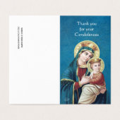 Katoen Dankuwelkaart met Zegen van de Heilige Maag Visitekaartje (Buitenkant ongevouwen)