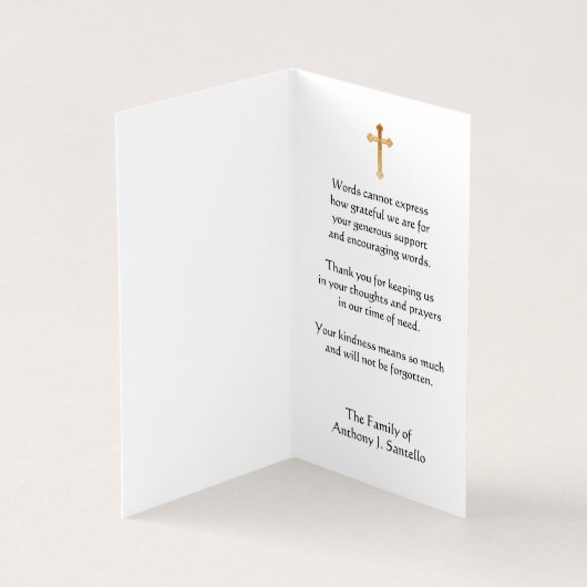 Katoen Dankuwelkaart met Zegen van de Heilige Maag Visitekaartje (Binnen)