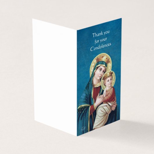 Katoen Dankuwelkaart met Zegen van de Heilige Maag Visitekaartje (Buitenkant)