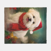 Katoen De Tulear Hond in Sneeuw Kerstmis Fleece Deken (Voorkant (Horizontaal))