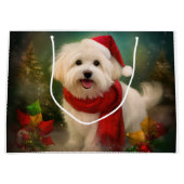 Katoen De Tulear Hond in Sneeuw Kerstmis Groot Cadeauzakje (Voorkant)