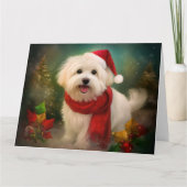 Katoen De Tulear Hond in Sneeuw Kerstmis Kaart (Voorkant)