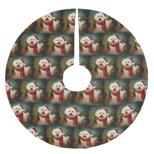 Katoen De Tulear Hond in Sneeuw Kerstmis Kerstboom Rok (Voorkant)