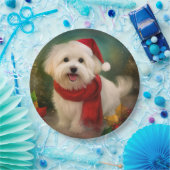 Katoen De Tulear Hond in Sneeuw Kerstmis Papieren Bordje (Feest)