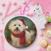 Katoen De Tulear Hond in Sneeuw Kerstmis Papieren Bordje (Feest)