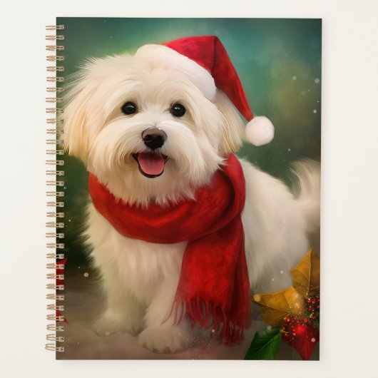 Katoen De Tulear Hond in Sneeuw Kerstmis Planner (Voorkant)