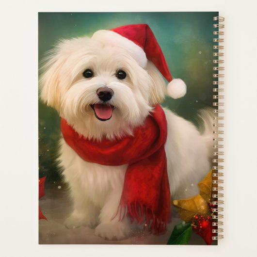 Katoen De Tulear Hond in Sneeuw Kerstmis Planner (Achterkant)