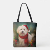 Katoen De Tulear Hond in Sneeuw Kerstmis Tote Bag (Achterkant)
