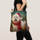Katoen De Tulear Hond in Sneeuw Kerstmis Tote Bag (Dichtbij)