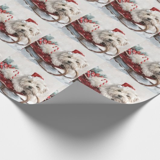 Katoen De Tulear Hond Kerstfeest Cadeaupapier (Hoek)