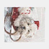 Katoen De Tulear Hond Kerstfeest Fleece Deken (Voorkant (Horizontaal))
