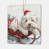 Katoen De Tulear Hond Kerstfeest Keramisch Ornament (Links)